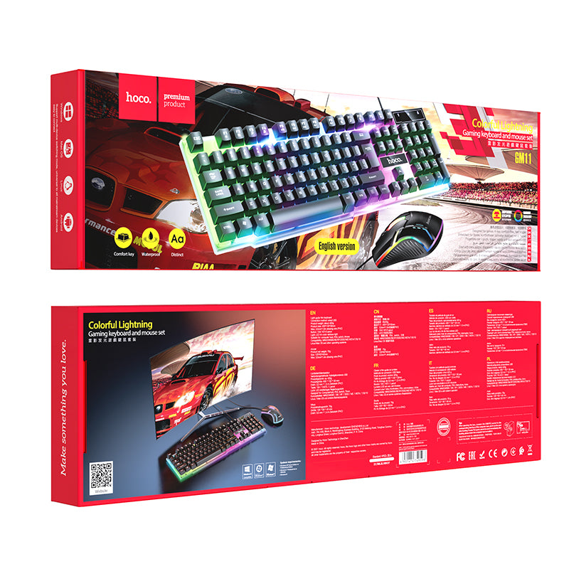 HOCO GM11 Terrific glowing gaming keyboard and mouse set