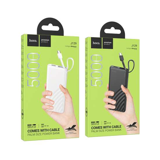Hoco J129 Nature power bank with cable(USB-C)(5000mAh) Black