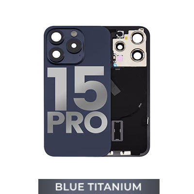 Iphone 15 Pro Back Glass With Camera Lens + Magnet + Wireless Flex Charger + Adhesive OEM Blue Titanium