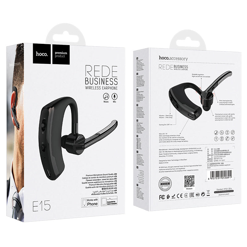 HOCO Rede Wireless Earphone With Mic - E15