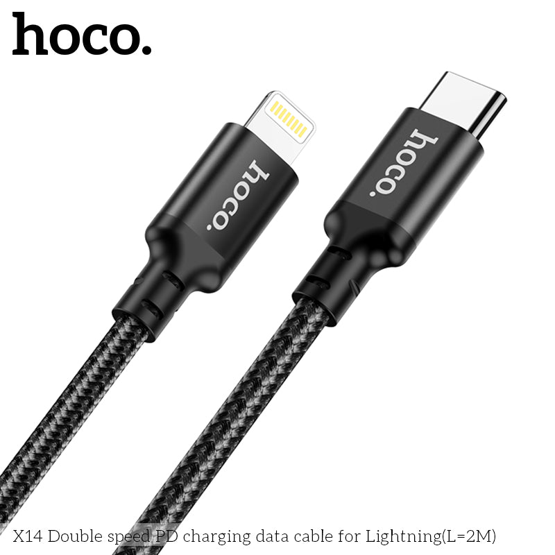 HOCO X14 Super Fast Charging Type-C to Lightning Cable - Black L=2M