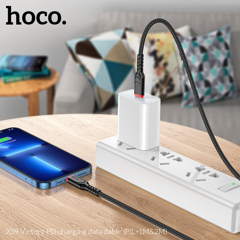 50% credit back - HOCO X59 Victory PD charging data cable iP(L=2M) Black