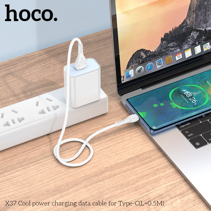 HOCO X37 Cool power charging data cable for Type-C(L=0.5M) White