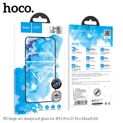 HOCO A34 9D Large Arc Dustproof Glass Screen Protector For iP15Pro