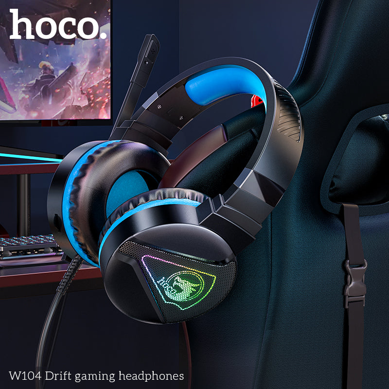 HOCO W104 Wired Gaming Headphones with Mic - Blue