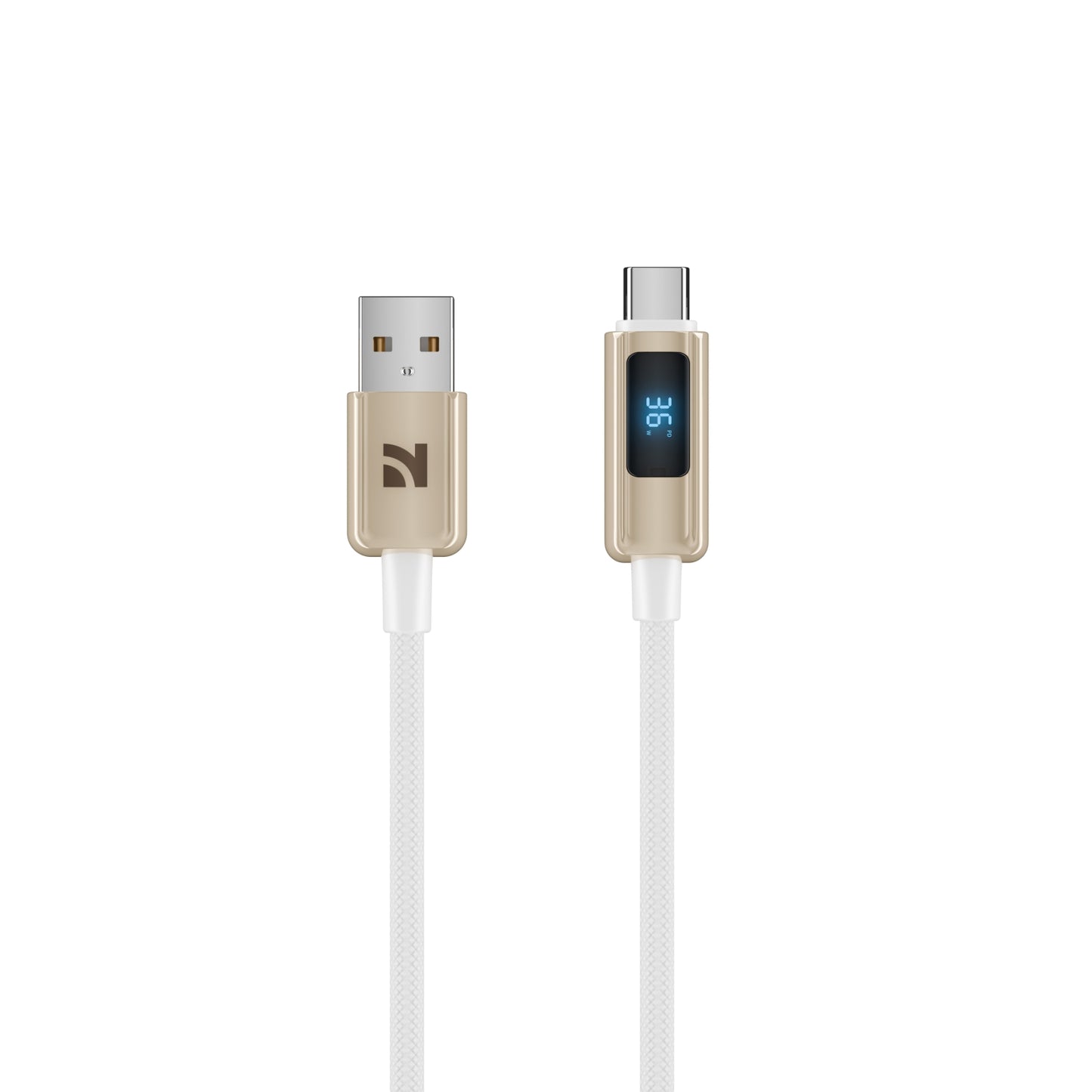 NCC XC-0409 USB-A To USB-C 66W 1.2M Power Display with Zinc Alloy Connector - Gold