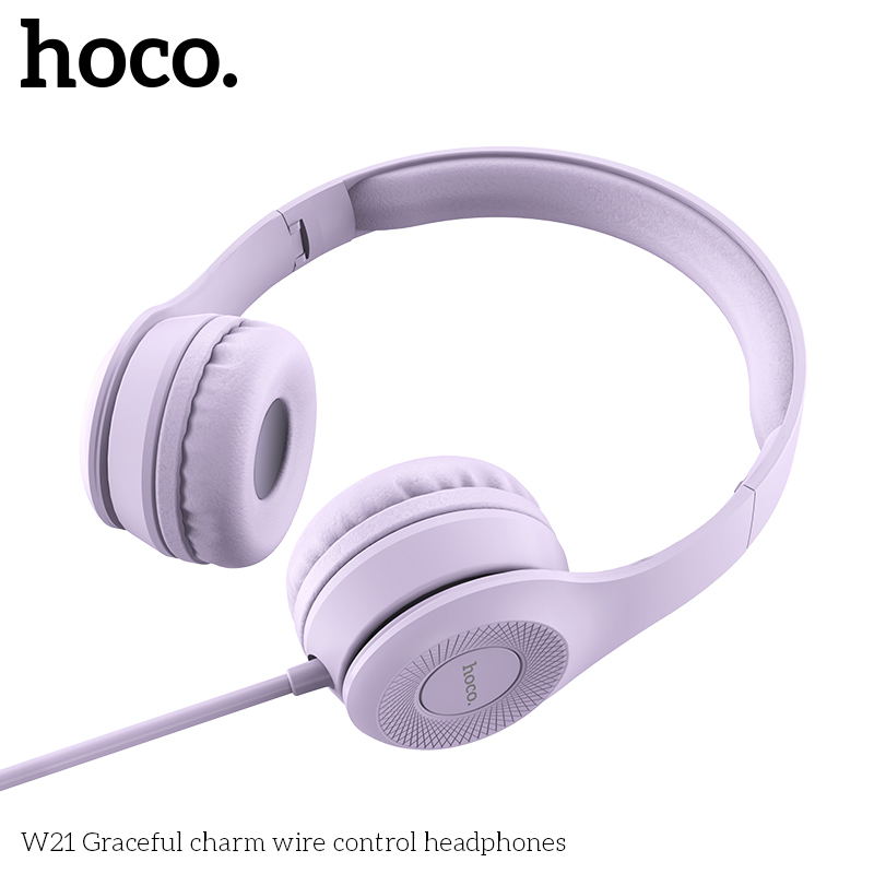 HOCO W21 Graceful charm wire control headphones - Purple