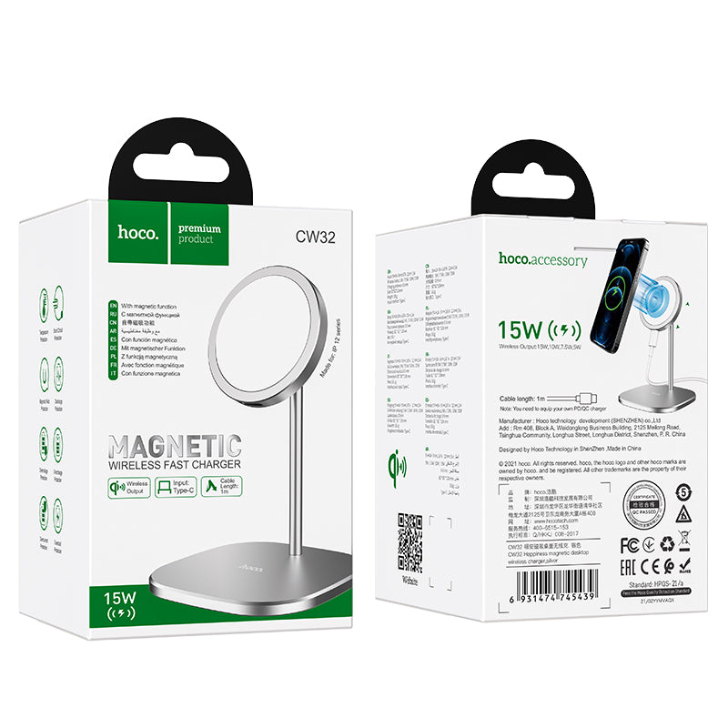 HOCO CW32 15W Magesafe Wireless Fast Charger with table Stand