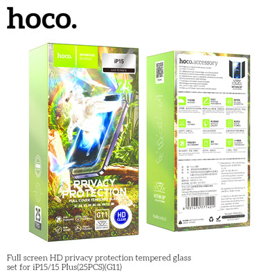 Hoco G11 Full Screen HD Privacy Protection Tempered Glass Screen Protector for iP14Pro/ 15