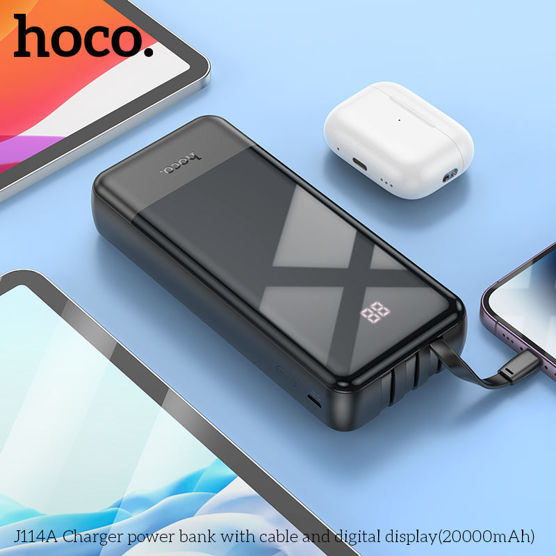 Hoco J114A Charger power bank with cable and digital display(20000mAh) - Black