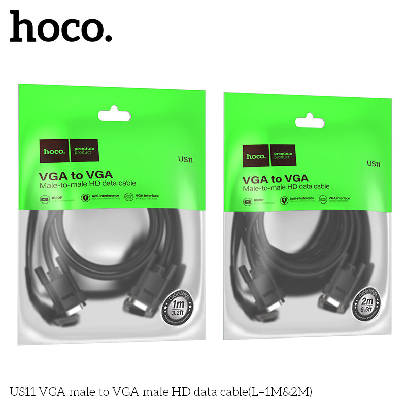 HOCO US11 VGA male to VGA male HD data cable(L=2M)