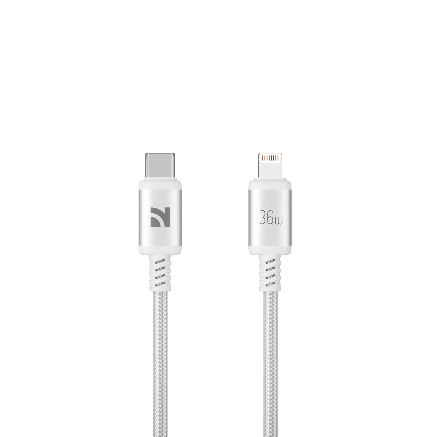 NCC XC-0712 USB-C To Lightning 36W 1.2M Braided & Aluminium Case - Light Grey