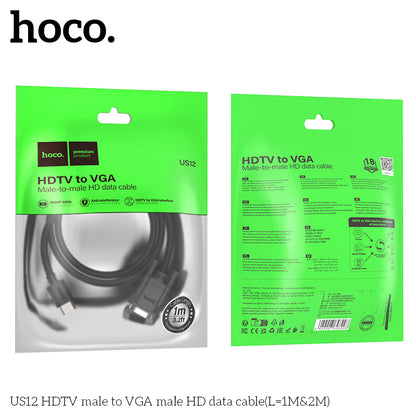 HOCO US12 HDTV male to VGA male HD data cable(L=2M)