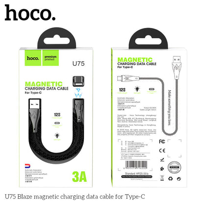 U75 Blaze magnetic Type C charging Cable - Black