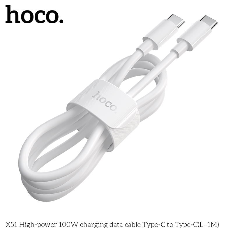 X51 Type-C to Type-C 100W Super High Power Charging Cable Laptop (L=1M)- White [BW30]