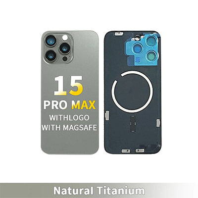 Iphone 15 Pro Max - Compatible Back Glass With Camera Lens And Magnet Aftermarket - Natural Titanium