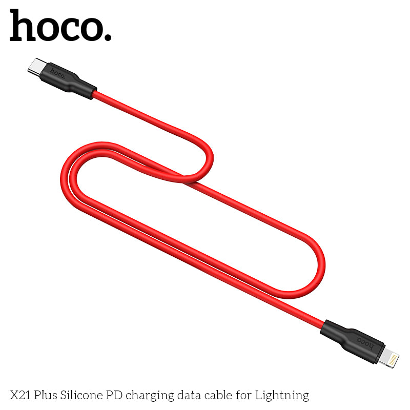 HOCO X21 Plus Silicone PD Type-C to Lightning Cable - Red