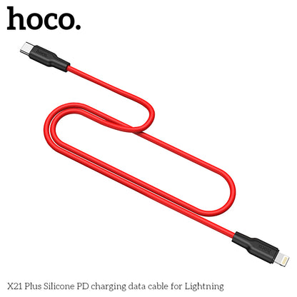 HOCO X21 Plus Silicone PD Type-C to Lightning Cable - Red