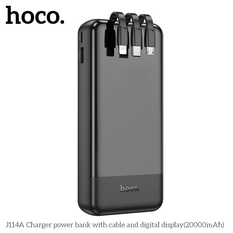 Hoco J114A Charger power bank with cable and digital display(20000mAh) - Black