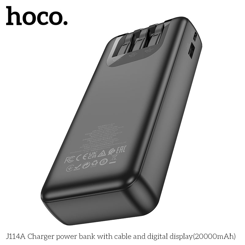 Hoco J114A Charger power bank with cable and digital display(20000mAh) - Black