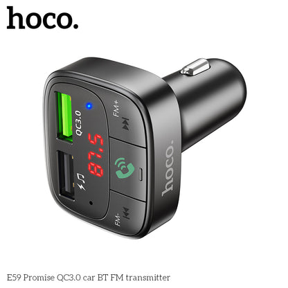 HOCO E59 Wireless FM Transmitter with Qc3.0 Fast Car Charger