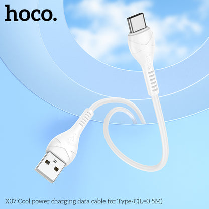 HOCO X37 Cool power charging data cable for Type-C(L=0.5M) White