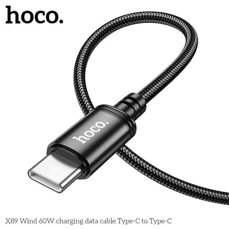 Hoco X89 Wind 60W Braid charging data cable Type-C to Type-C - Black