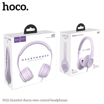 HOCO W21 Graceful charm wire control headphones - Purple