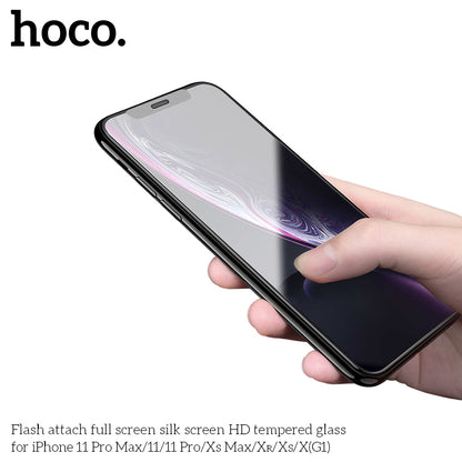 HOCO G1 Full Silk Screen HD Tempered Glass Anti-fingerprint For iPhone Xsm/11Pm [BW100]