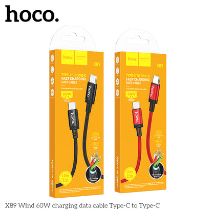 Hoco X89 Wind 60W Braid charging data cable Type-C to Type-C - Black