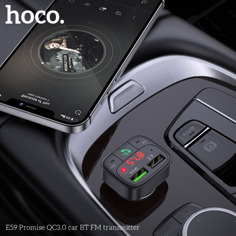 HOCO E59 Wireless FM Transmitter with Qc3.0 Fast Car Charger