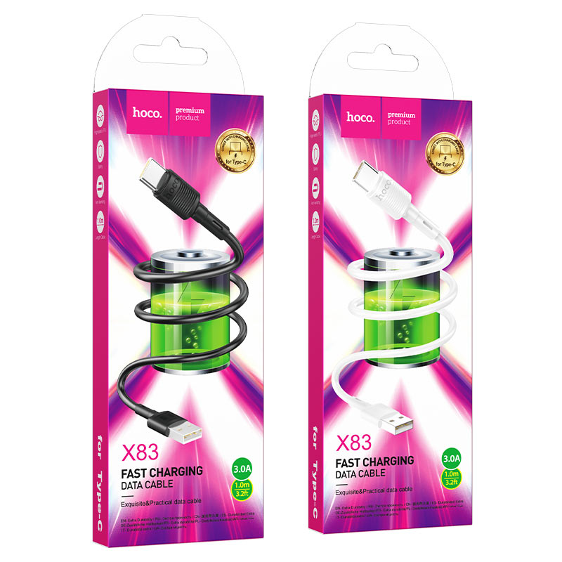 HOCO X83 Type-C Victory charging data cable - White