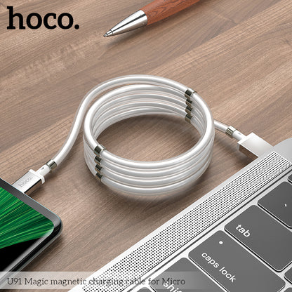 HOCO U91 Magic magnetic Micro Charging Cable - White