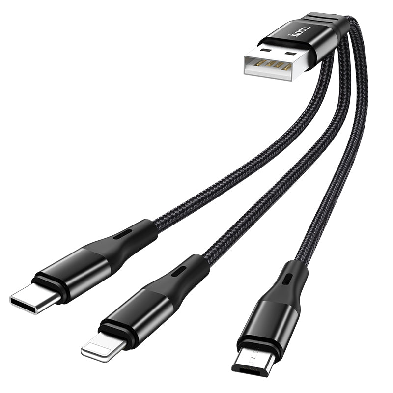 HOCO X47 3-in-1 Harbor charging cable(Lightning+Micro+Type-C) L=0.25M