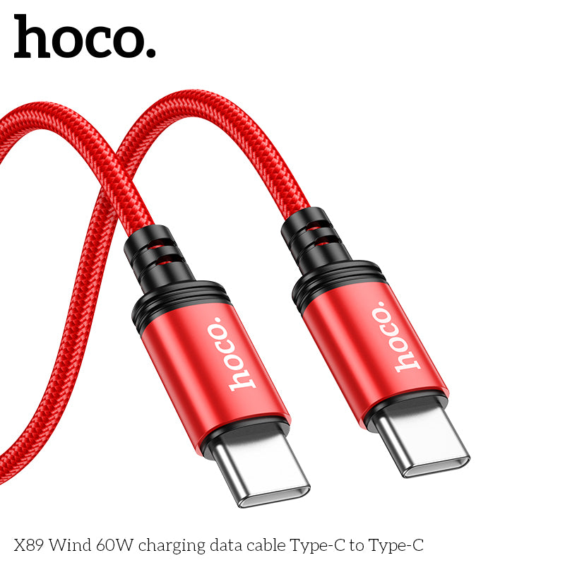 Hoco X89 Wind 60W Braid charging data cable Type-C to Type-C - Black
