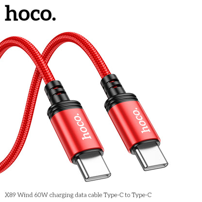 Hoco X89 Wind 60W Braid charging data cable Type-C to Type-C - Black