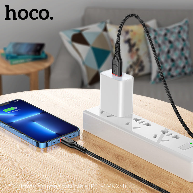 HOCO X59 Victory charging data cable iP(L=2M) Black