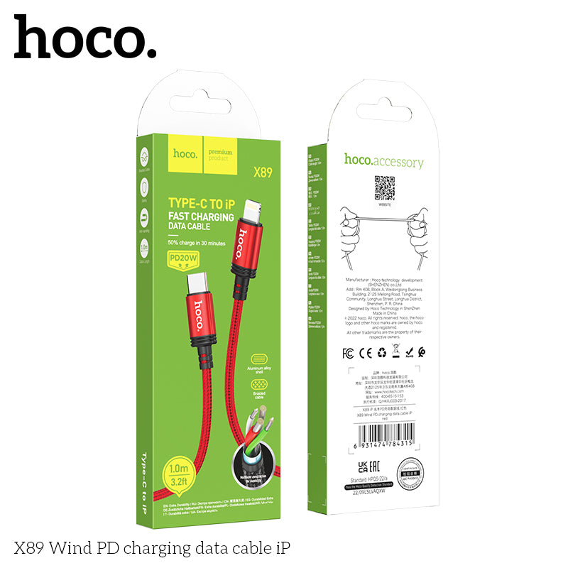 Hoco X89 Wind PD charging data cable iP Black
