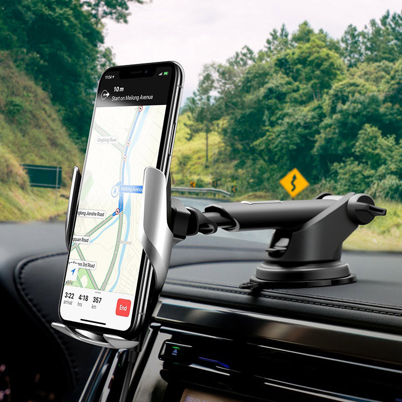 HOCO S14 2 in 1 15W wirless Charger Auto Clamp Car Holder - Silver