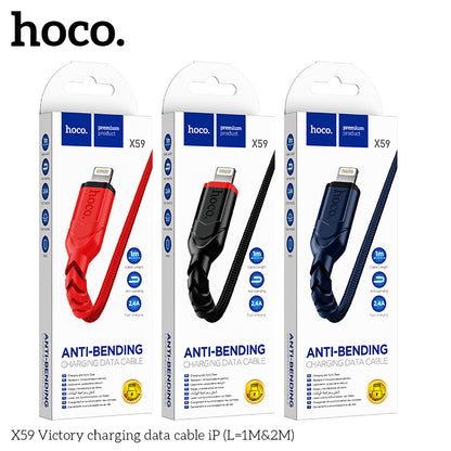 HOCO X59 Victory charging data cable iP(L=2M) Black