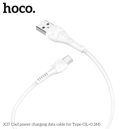 HOCO X37 Cool power charging data cable for Type-C(L=0.5M) White