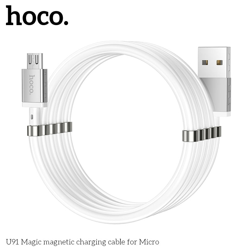 HOCO U91 Magic magnetic Micro Charging Cable - White