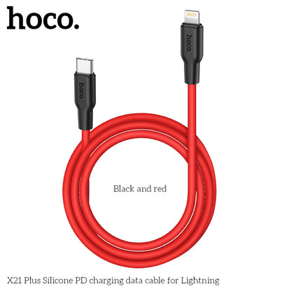 HOCO X21 Plus Silicone PD Type-C to Lightning Cable - Red