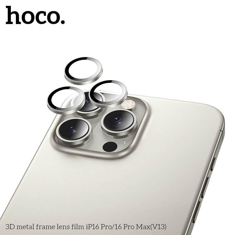 HOCO 3D metal frame lens film iP16 Pro/16 Pro Max(V13) - Silver