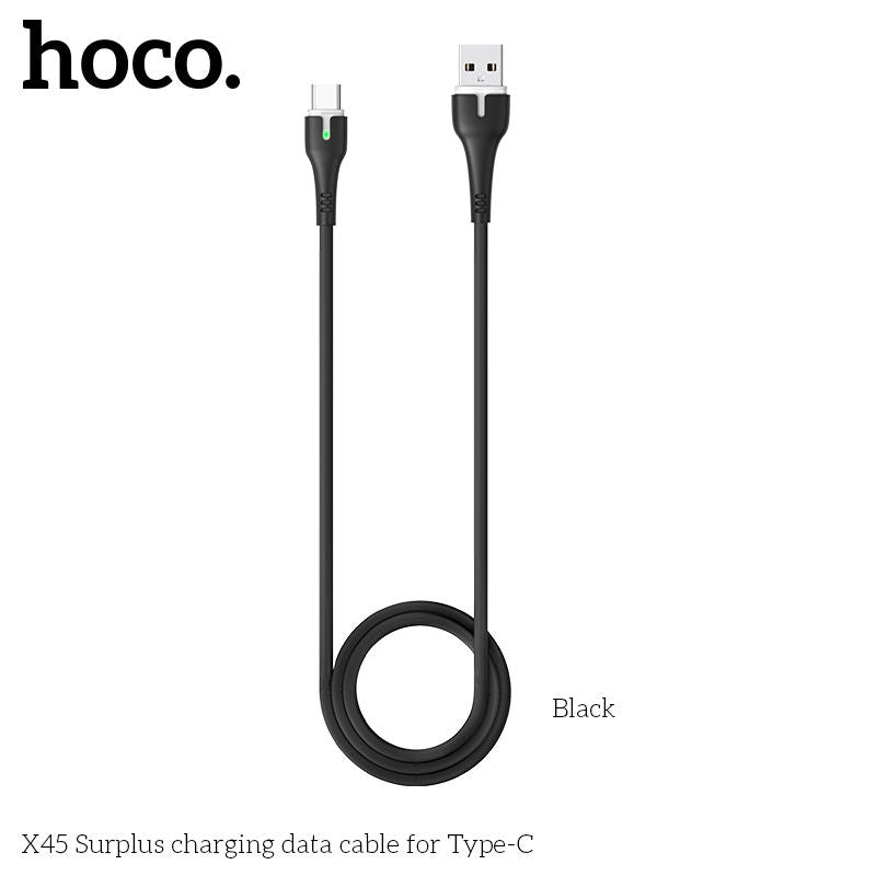 X45 Silicon Type-C Fast Charging Cable - Black (L=1M)