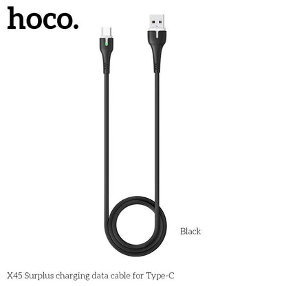 X45 Silicon Type-C Fast Charging Cable - Black (L=1M)