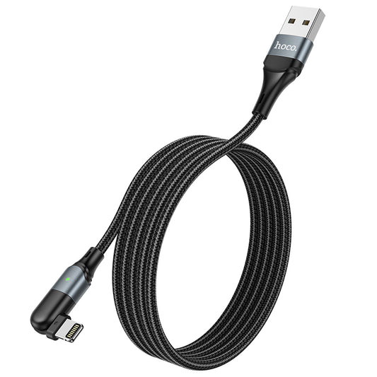 HOCO U100 Orbit Charging Data Cable for Lightning - Black L=1.2M