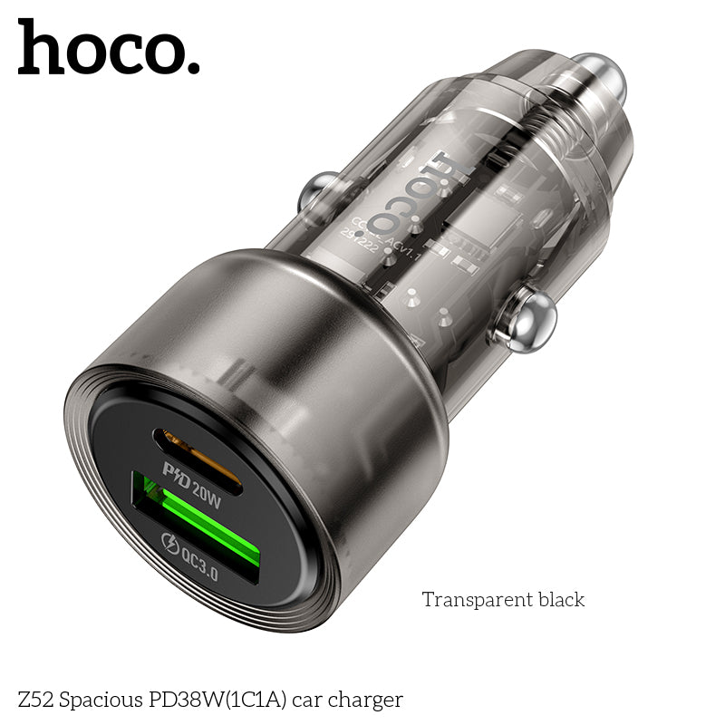 HOCO Z52 Spacious PD38W(1C1A) car charger - Black