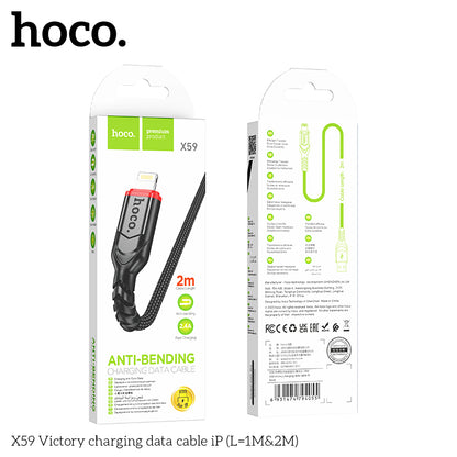 HOCO X59 Victory charging data cable iP(L=2M) Black