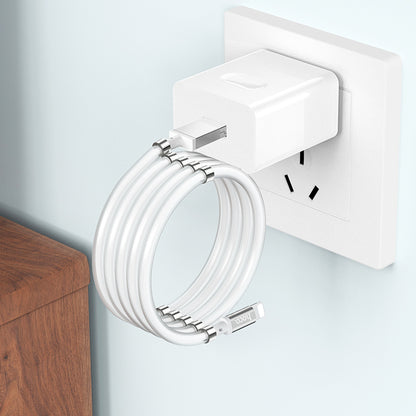 HOCO U91 Magic magnetic Lighning Charging Cable - White